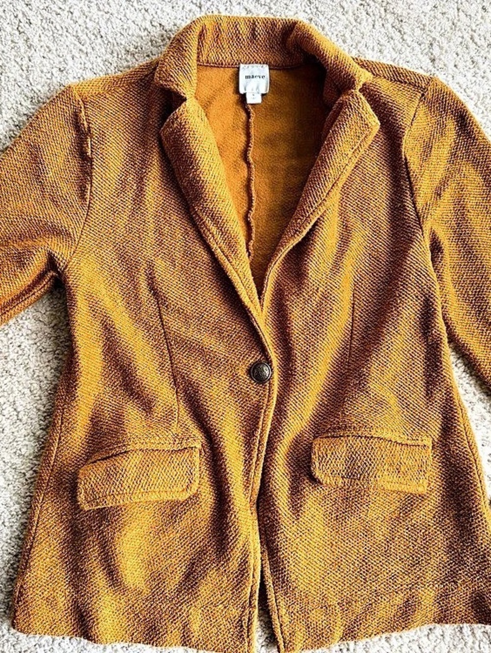 maeve Textured Knit Blazer Yellow Small